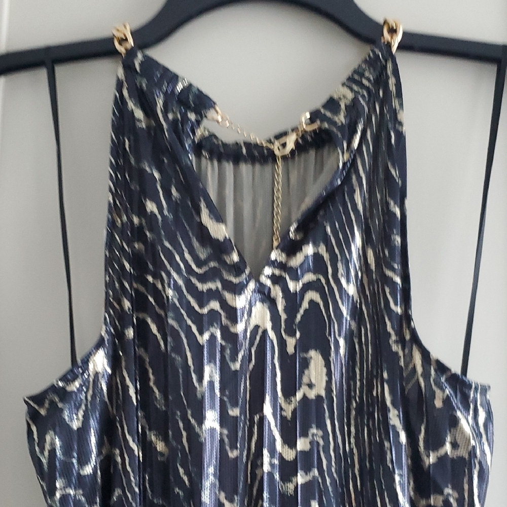 Michael Kors Pleated Metallic Halter Maxi Sundress - Picture 8 of 9